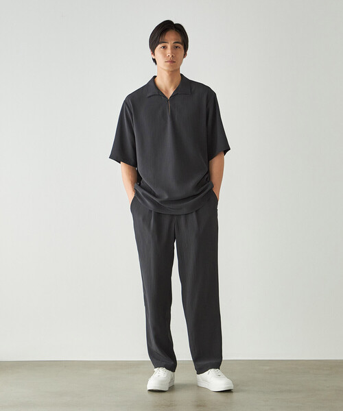 COMME CA ISM(コムサイズム)の「楊柳ポリエステル 半袖カプリシャツ(シャツ/ブラウス・メンズ・ブラック/チャコール・LARGE/MEDIUM)」の8枚目の写真