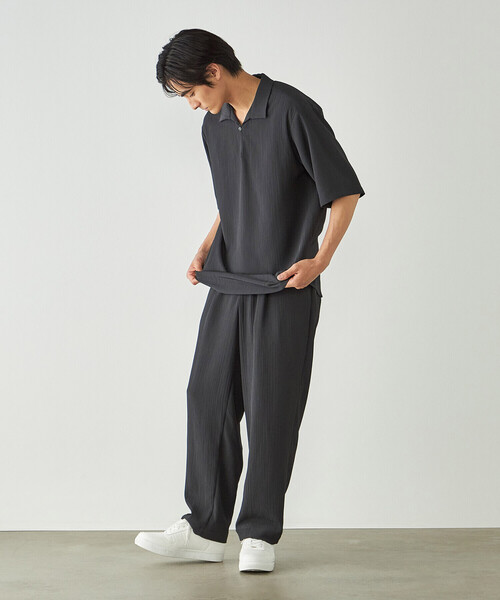 COMME CA ISM(コムサイズム)の「楊柳ポリエステル 半袖カプリシャツ(シャツ/ブラウス・メンズ・ブラック/チャコール・LARGE/MEDIUM)」の10枚目の写真