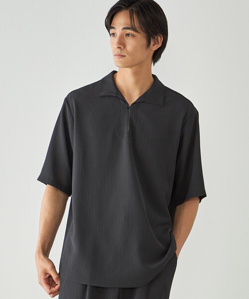 COMME CA ISM(コムサイズム)の「楊柳ポリエステル 半袖カプリシャツ(シャツ/ブラウス・メンズ・ブラック/チャコール・LARGE/MEDIUM)」の11枚目の写真