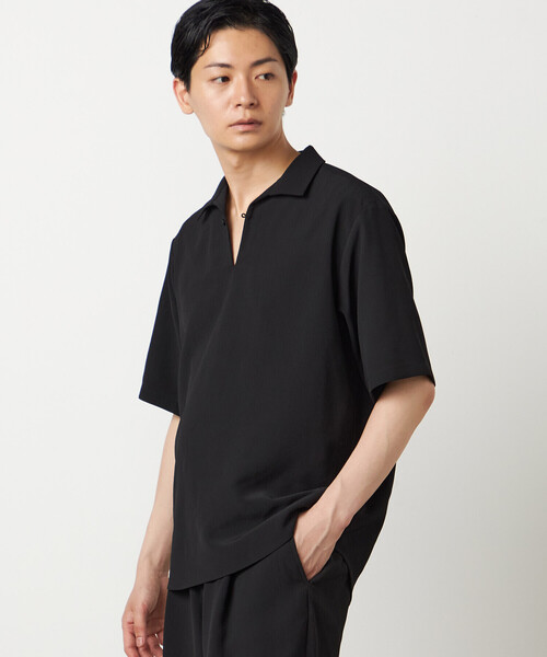 COMME CA ISM(コムサイズム)の「楊柳ポリエステル 半袖カプリシャツ(シャツ/ブラウス・メンズ・ブラック/チャコール・LARGE/MEDIUM)」の14枚目の写真