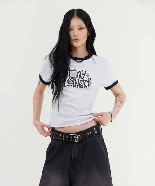 TONY LAWRENCE（トニーローレンス）の「[W]レタリングアプリケリングTシャツライトグレー（Tシャツ/カットソー・レディース・その他・FREE）」の4枚目の写真