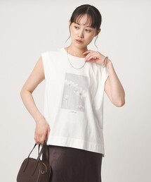 green label relaxing | フォトプリント フレンチスリーブ Tシャツ 接触冷感(Tシャツ/カットソー)