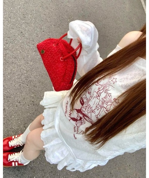 CHEER（チアー）の「【抜け感シルエット】ルーズプリント・シアープルオーバー（サイドシャーリング）（Tシャツ/カットソー・レディース・ホワイト・FREE）」の8枚目の写真