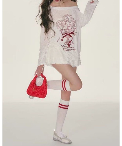 CHEER（チアー）の「【抜け感シルエット】ルーズプリント・シアープルオーバー（サイドシャーリング）（Tシャツ/カットソー・レディース・ホワイト・FREE）」の20枚目の写真