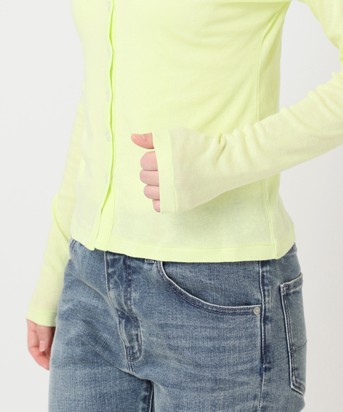 MILLER(ミラー)の「別注【MILLER/ミラー】Light prib hoodie カーディガン(カーディガン/ボレロ・レディース・ネイビー/イエロー・FREE)」の3枚目の写真