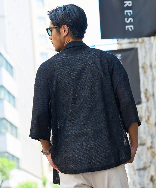 CavariA(キャバリア)の「『CavariA/キャバリア』メッシュニット半袖シャツ(シャツ/ブラウス・メンズ・グレー/ブラック・L/M)」の4枚目の写真