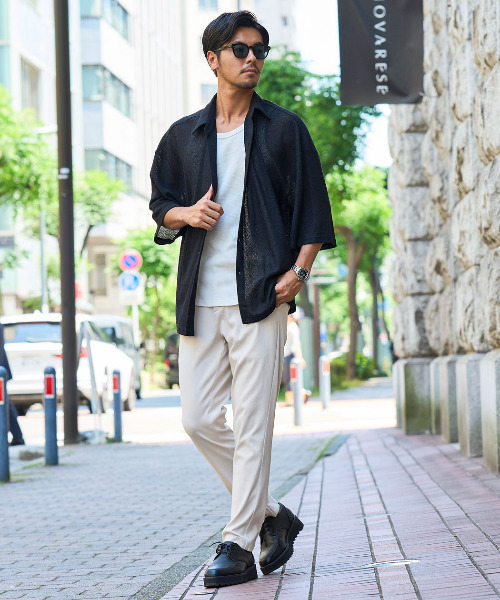 CavariA(キャバリア)の「『CavariA/キャバリア』メッシュニット半袖シャツ(シャツ/ブラウス・メンズ・グレー/ブラック・L/M)」の5枚目の写真