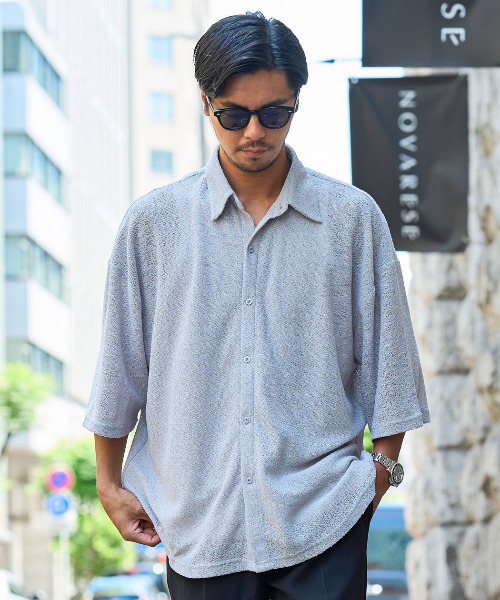 CavariA(キャバリア)の「『CavariA/キャバリア』メッシュニット半袖シャツ(シャツ/ブラウス・メンズ・グレー/ブラック・L/M)」の6枚目の写真
