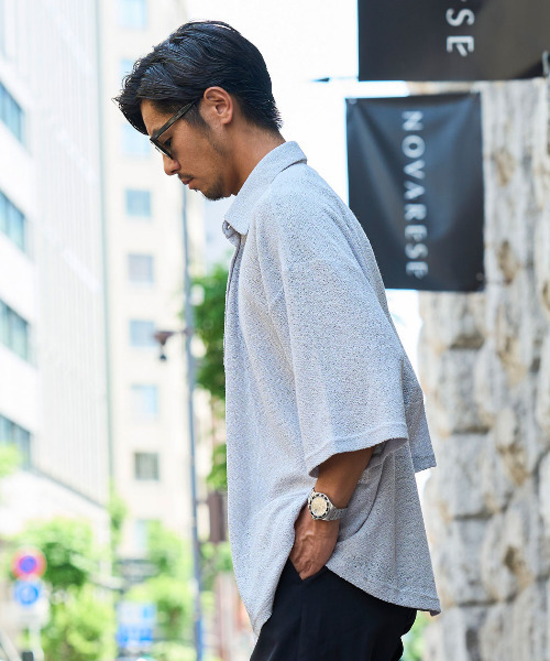CavariA(キャバリア)の「『CavariA/キャバリア』メッシュニット半袖シャツ(シャツ/ブラウス・メンズ・グレー/ブラック・L/M)」の7枚目の写真