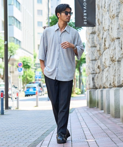 CavariA(キャバリア)の「『CavariA/キャバリア』メッシュニット半袖シャツ(シャツ/ブラウス・メンズ・グレー/ブラック・L/M)」の9枚目の写真