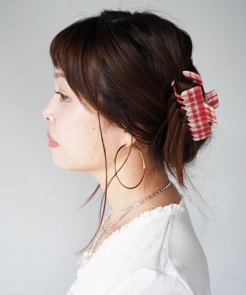 SANSeLF(サンセルフ)の「【SANSeLF】シアーチェックヘアクリップ saa26s097(バレッタ/ヘアクリップ・レディース・レッド/ブラック/ブラウン・FREE)」の3枚目の写真