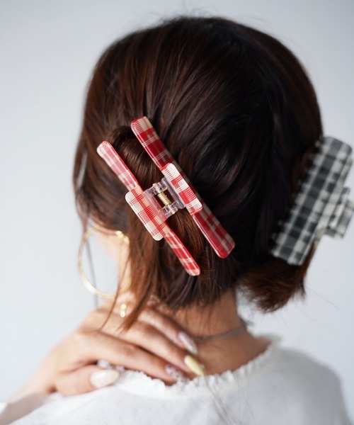 SANSeLF(サンセルフ)の「【SANSeLF】シアーチェックヘアクリップ saa26s097(バレッタ/ヘアクリップ・レディース・レッド/ブラック/ブラウン・FREE)」の11枚目の写真