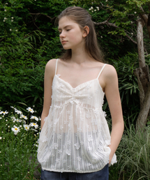 GIR FRONT SHIRRING LACE SLEEVELESS IVORY