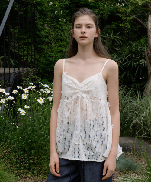 REORG(リオルグ)の「GIR FRONT SHIRRING LACE SLEEVELESS IVORY(Tシャツ/カットソー・レディース・その他・FREE)」の2枚目の写真