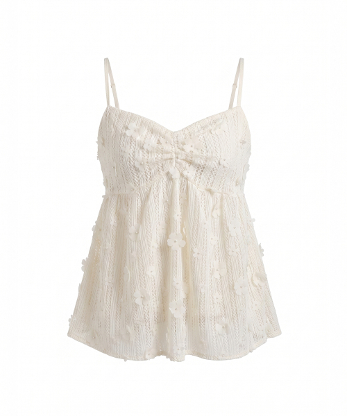 REORG(リオルグ)の「GIR FRONT SHIRRING LACE SLEEVELESS IVORY(Tシャツ/カットソー・レディース・その他・FREE)」の4枚目の写真
