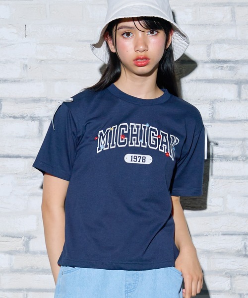 カレッジロゴ Tシャツ 半袖 カットソー トップス 綿混 コットン混（T
