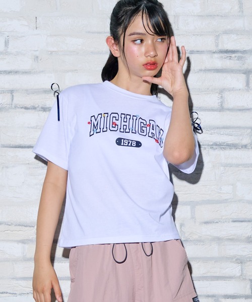 カレッジロゴ Tシャツ 半袖 カットソー トップス 綿混 コットン混（T