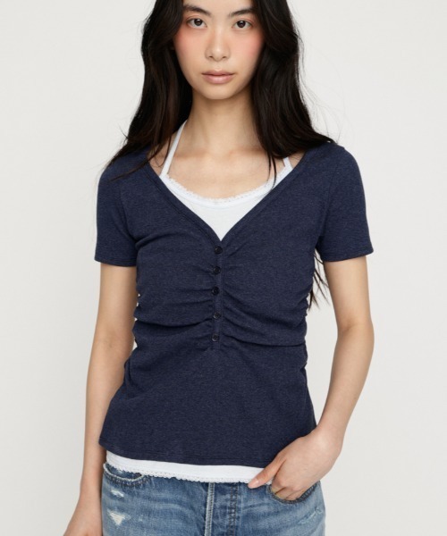 LAYERED LIKE CUT S/S TOPS レイヤードライクカットショートスリーブ