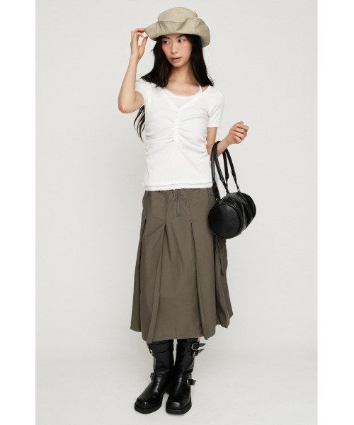 SLY（スライ）の「LAYERED LIKE CUT S/S TOPS レイヤードライクカットショートスリーブトップス 夏服 秋服（Tシャツ/カットソー・レディース・ライトピンク/ネイビー/ライトブラック/オフホワイト・FREE）」の12枚目の写真