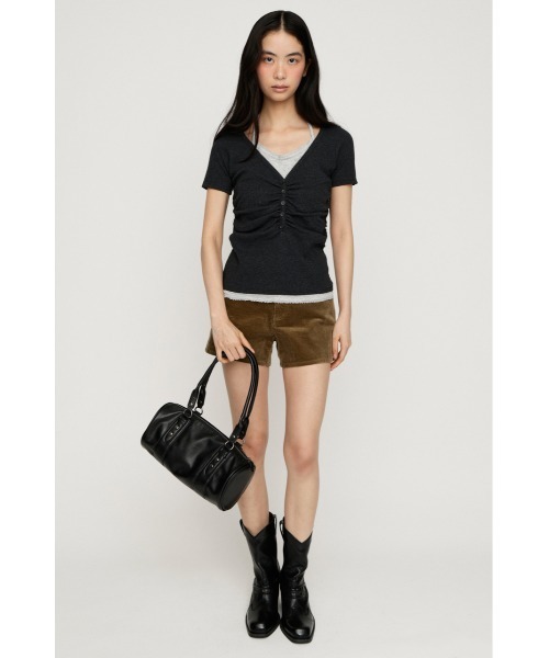 SLY（スライ）の「LAYERED LIKE CUT S/S TOPS レイヤードライクカットショートスリーブトップス 夏服 秋服（Tシャツ/カットソー・レディース・ライトピンク/ネイビー/ライトブラック/オフホワイト・FREE）」の21枚目の写真