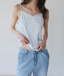 LACE SILKY SLEEVELESS, LIGHT BLUE