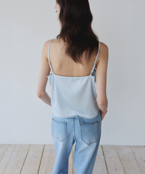 YEARNING（イヤニング）の「LACE SILKY SLEEVELESS, LIGHT BLUE（Tシャツ/カットソー・レディース・その他・FREE）」の4枚目の写真