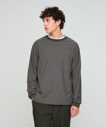 ラフ ボーダー クルーネック 長袖 Tシャツ