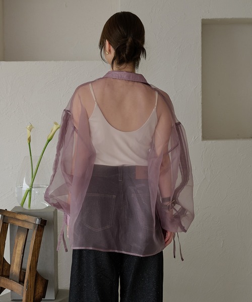 mideal(マイディール)の「drost sleeve sheer shirt / ドロストスリーブシアーシャツ(シャツ/ブラウス・レディース・オレンジ/ベビーピンク/パープル・FREE)」の14枚目の写真