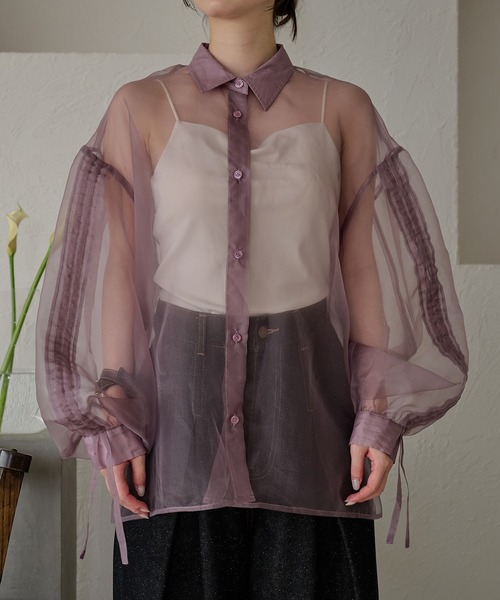 mideal(マイディール)の「drost sleeve sheer shirt / ドロストスリーブシアーシャツ(シャツ/ブラウス・レディース・オレンジ/ベビーピンク/パープル・FREE)」の22枚目の写真