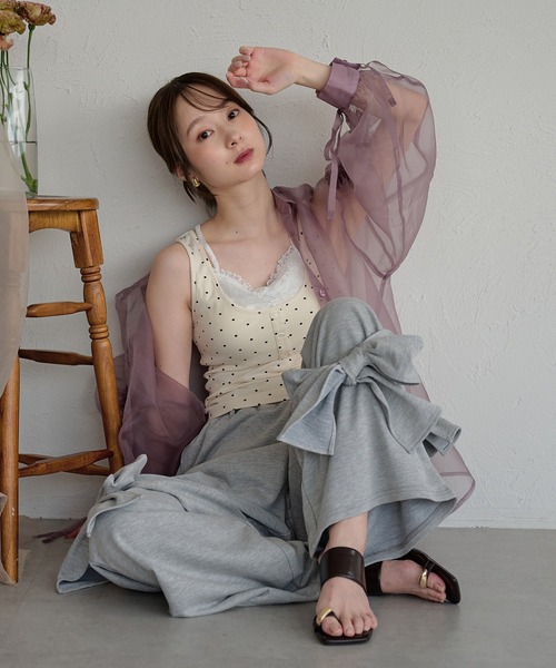 mideal(マイディール)の「drost sleeve sheer shirt / ドロストスリーブシアーシャツ(シャツ/ブラウス・レディース・オレンジ/ベビーピンク/パープル・FREE)」の18枚目の写真