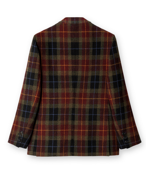 EDINBURGH CLUB（エディンバラクラブ）の「HARRIS TWEED CHECKED 3 BUTTON JACKET [WINE]（テーラードジャケット・メンズ・Wine・SMALL/MEDIUM/LARGE）」の4枚目の写真