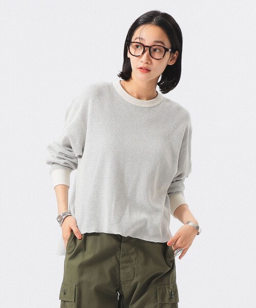 BEAMS BOY（ビームスボーイ）の「ハニカム ロング スリーブ（Tシャツ/カットソー・レディース・レッド/サックスブルー/アイボリー・1/0/2）」の6枚目の写真