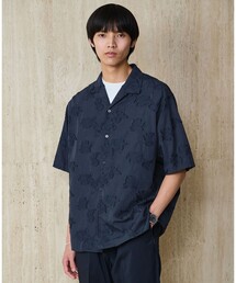 ダイヤ ヘリンボーン メッシュ オープンカラー 半袖 シャツ（シャツ
