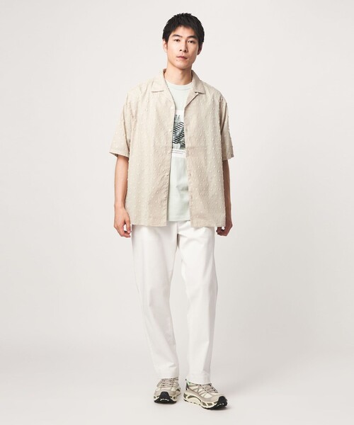 green label relaxing(グリーンレーベルリラクシング)の「コットン ジャカード オープンカラー 半袖 シャツ(シャツ/ブラウス・メンズ・ネイビー/マスタード/ナチュラル・L/M/S/XL)」の8枚目の写真
