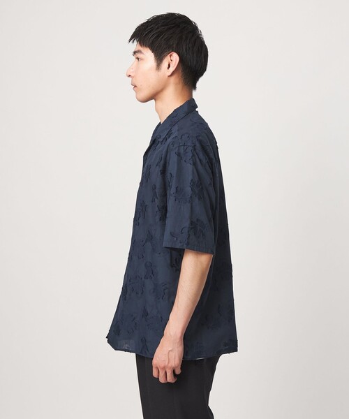 green label relaxing(グリーンレーベルリラクシング)の「コットン ジャカード オープンカラー 半袖 シャツ(シャツ/ブラウス・メンズ・ネイビー/マスタード/ナチュラル・L/M/S/XL)」の11枚目の写真