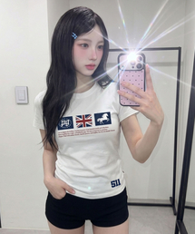 PGスタープリントスリムフィット半袖Tシャツアイボリー