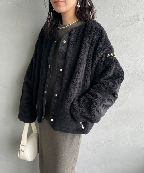 ANNABELLA 無領羊羔絨刷毛夾克
