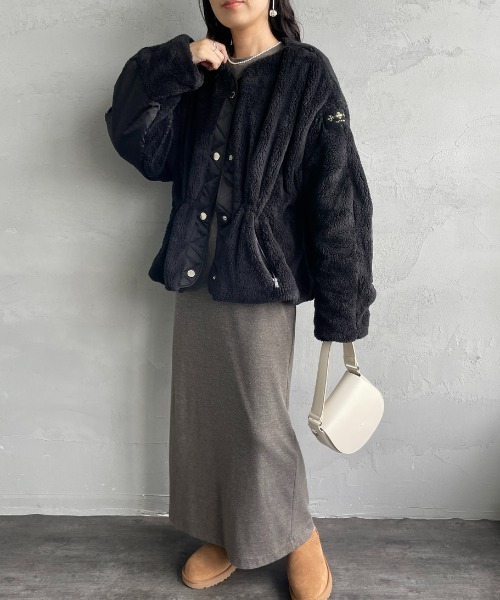 ANNABELLA 無領羊羔絨刷毛夾克