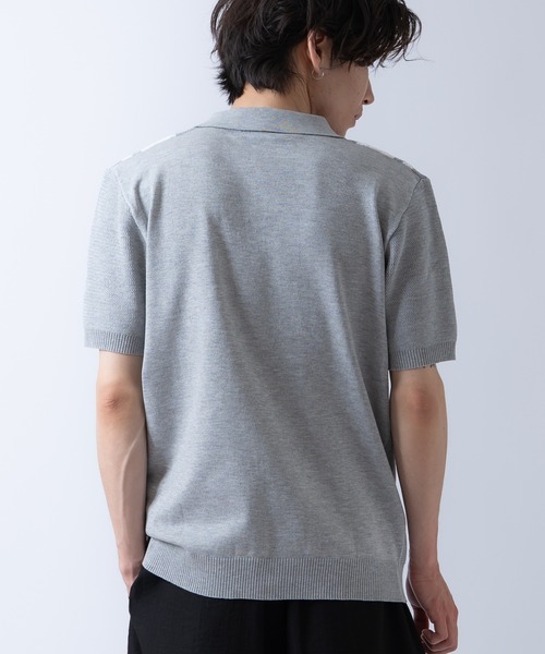 Crownor(クラウノアー)の「ストライプ 半袖 サマーニットポロシャツ(ポロシャツ・メンズ・ブラック/グレー/ホワイト・LARGE/MEDIUM)」の7枚目の写真