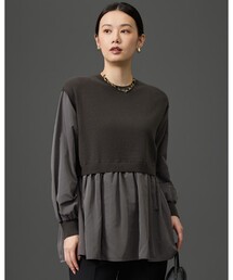 スムージーカシミヤレイヤード風ニット プルオーバー