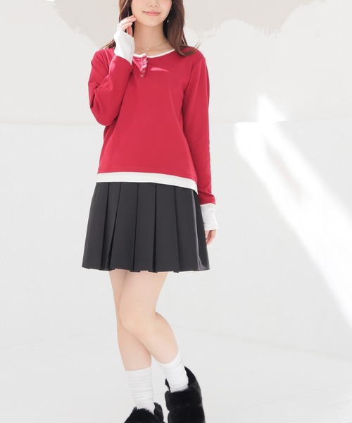 Honeys（ハニーズ）の「裏地パンツ付ミニプリーツスカート（スカート・キッズ・ブラウン/ヘザーチャコール/ブラック・S/M/L/150cm）」の6枚目の写真