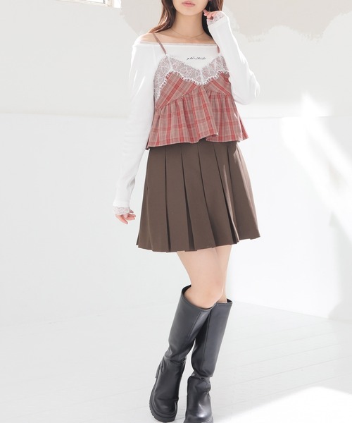 Honeys（ハニーズ）の「裏地パンツ付ミニプリーツスカート（スカート・キッズ・ブラウン/ヘザーチャコール/ブラック・S/M/L/150cm）」の14枚目の写真