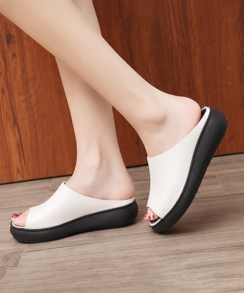 Miniministore(ミニミニストア)の「サボサンダル PUレザー厚底サンダル軽量(サンダル・レディース・ブラウン/ホワイト/ブラック・24.0cm/23.5cm/23.0cm/22.5cm/24.5cm)」の6枚目の写真