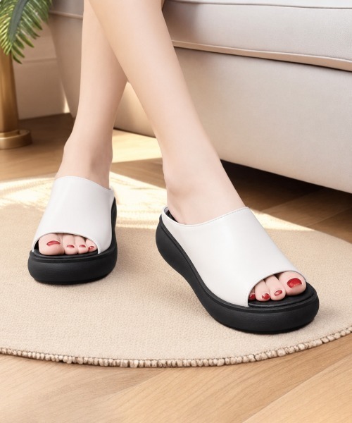 Miniministore(ミニミニストア)の「サボサンダル PUレザー厚底サンダル軽量(サンダル・レディース・ブラウン/ホワイト/ブラック・24.0cm/23.5cm/23.0cm/22.5cm/24.5cm)」の7枚目の写真