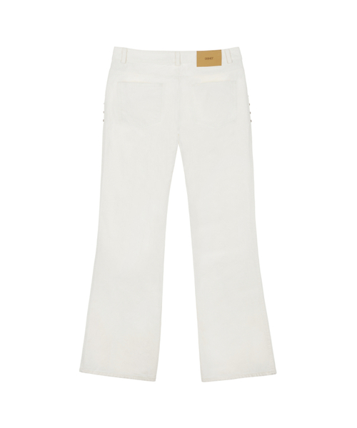 DEINET(ダイニット)の「STUD LINE DAMEGE BOOTS CUT DENIM IN WHITE(デニムパンツ・レディース・その他・S/M)」の3枚目の写真