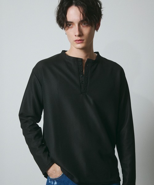 DAZE(デイズ)の「ポリエステルツイル ヘンリーネック ロングスリーブシャツ(Tシャツ/カットソー・メンズ・ブラック・SMALL/MEDIUM/LARGE/X-LARGE)」の11枚目の写真