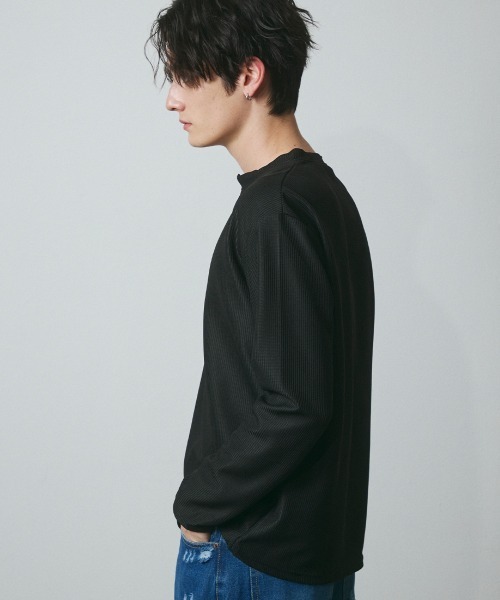 DAZE(デイズ)の「ポリエステルツイル ヘンリーネック ロングスリーブシャツ(Tシャツ/カットソー・メンズ・ブラック・SMALL/MEDIUM/LARGE/X-LARGE)」の18枚目の写真
