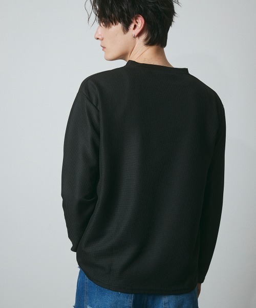DAZE(デイズ)の「ポリエステルツイル ヘンリーネック ロングスリーブシャツ(Tシャツ/カットソー・メンズ・ブラック・SMALL/MEDIUM/LARGE/X-LARGE)」の20枚目の写真