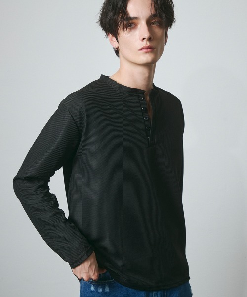 DAZE(デイズ)の「ポリエステルツイル ヘンリーネック ロングスリーブシャツ(Tシャツ/カットソー・メンズ・ブラック・SMALL/MEDIUM/LARGE/X-LARGE)」の22枚目の写真