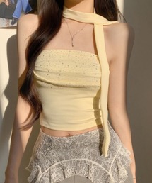 ラインストーンベアトップ きれいめ 夏服